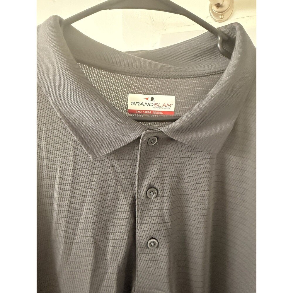 Grand Slam Performance Gray Short Sleeve Polo Shirt 3XLT Big & Tall Collared - Picture 4 of 6